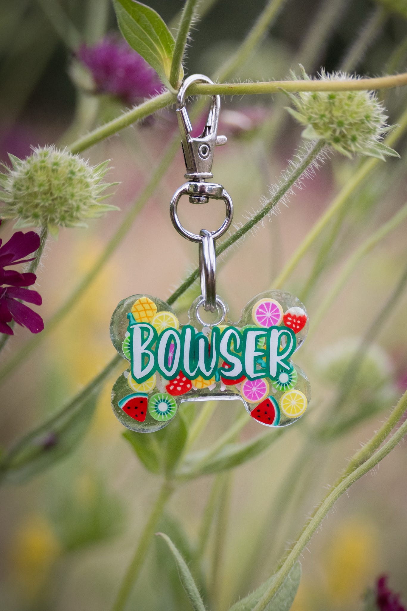 ✨🌺 Personalised Glitter & Clay Slice Tag
