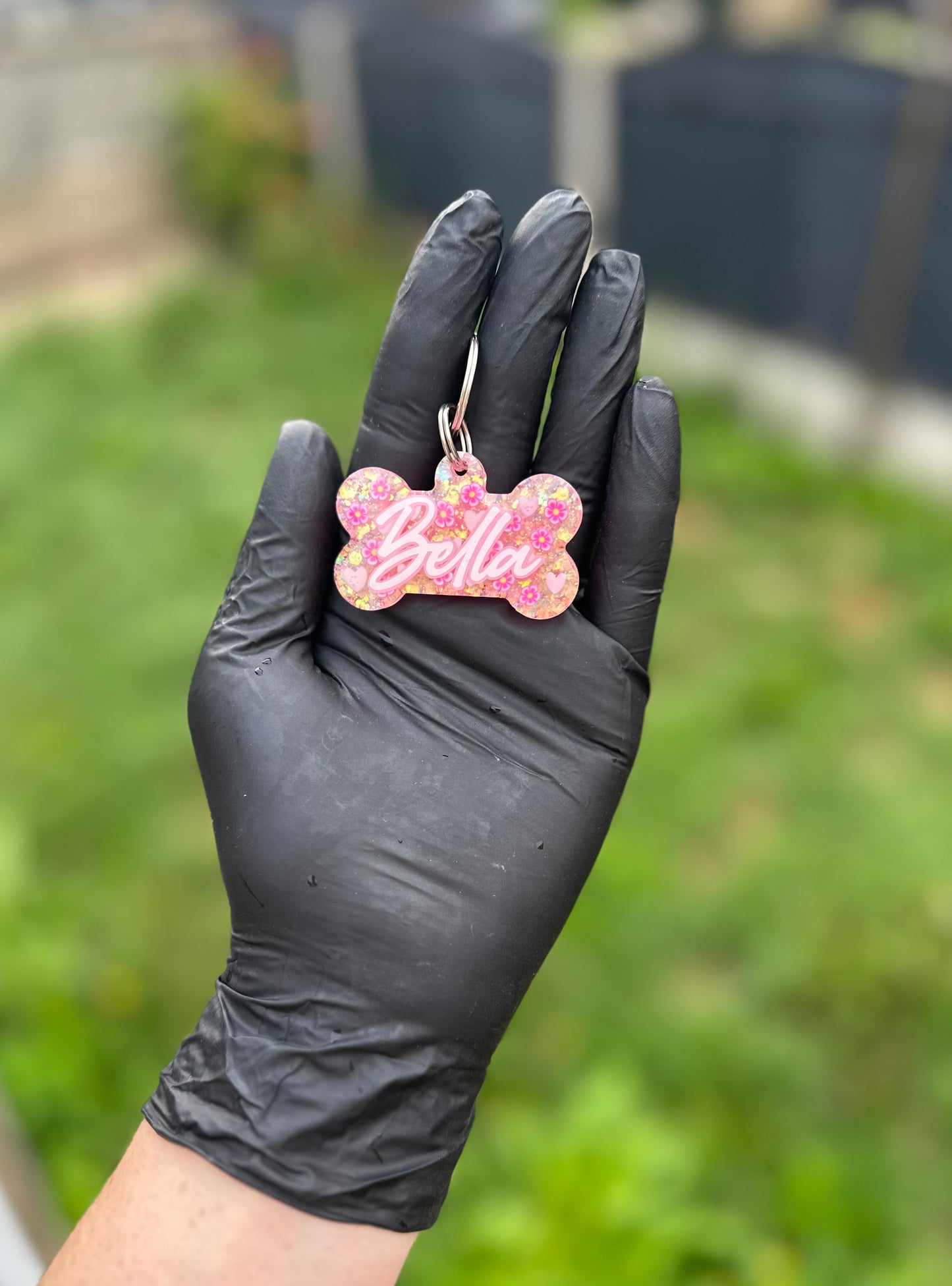 ✨🌺 Personalised Glitter & Clay Slice Tag