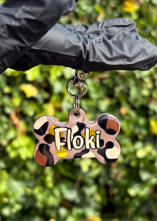 Leopard Print Resin Dog Tag