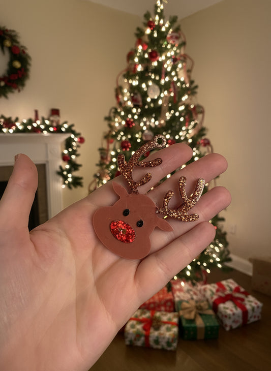 🦌 Reindeer Face Christmas Dog Tag 🎄