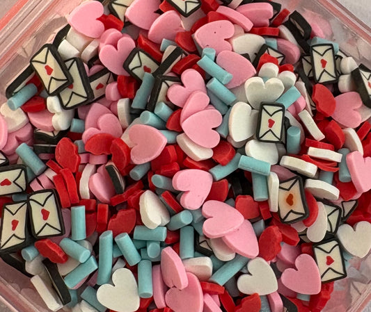 Love Letter & Hearts Clay Slices