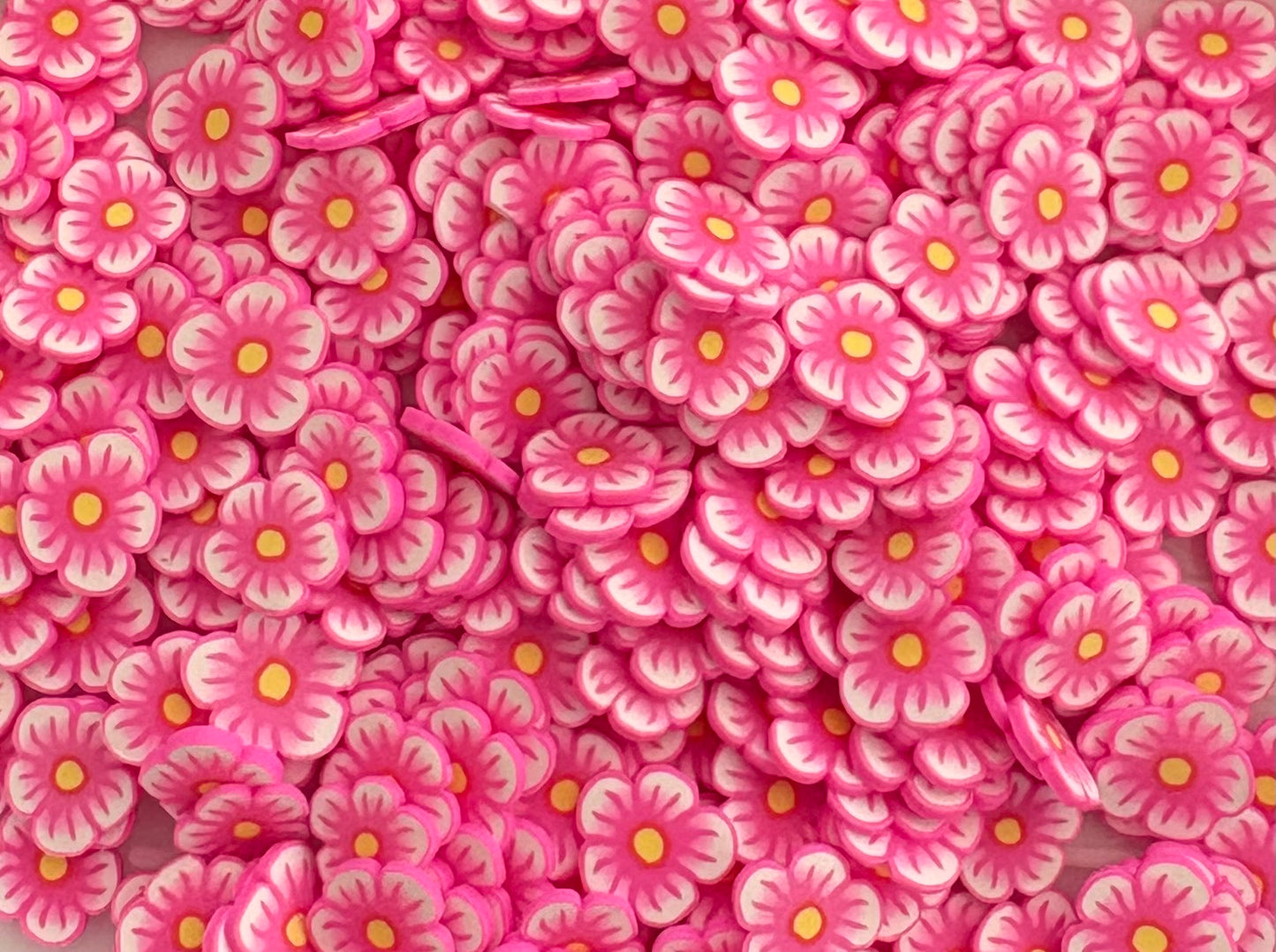 Pink Daisy Mix Clay Slices